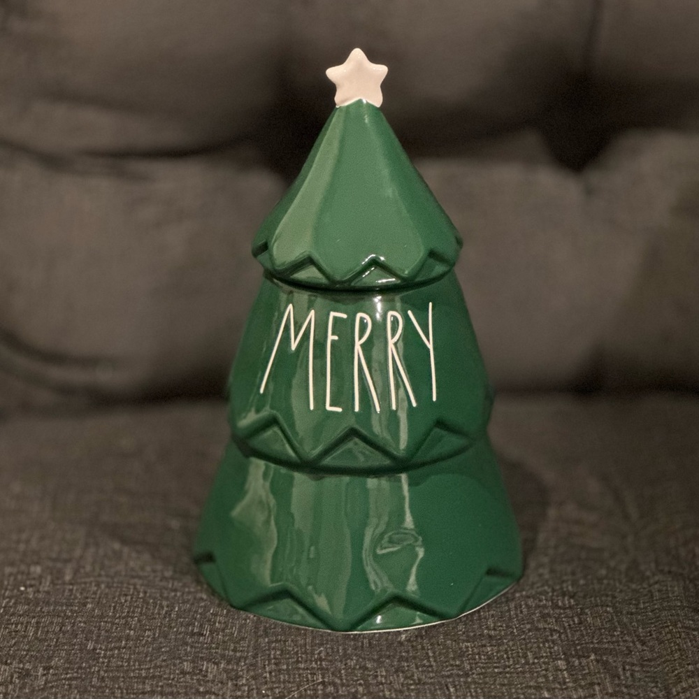 Rae Dunn Green Merry Tree Christmas Canister